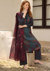 BrandsInn-3PC LAWN PRINTED EMBROIDERED SHIRT WITH SILK PRINTED DUPATTA AND PRINTED EMB TROUSER-BI-021