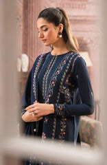 BrandsInn-3PC DHANAK EMBROIDERED SHIRT WITH DHANAK EMBROIDERD SHAWL & EMB TROUSER-BI-4053