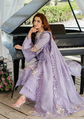 BrandsInn-3PC DHANAK EMBROIDERED SHIRT WITH KHADDI NET EMBROIDERED DUPATTA AND TROUSER-BI-5114
