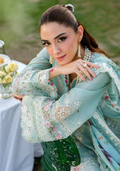 BrandsInn-3PC LAWN CHIKANKAARI EMBROIDERED SHIRT WITH CHIFFON PRINTED DUPATTA AND TROUSER-BI-4757