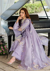 BrandsInn-3PC LAWN LASERCUTWORK EMBROIDERED SHIRT WITH KHAADI NET EMBROIDERED DUPATTA AND TROUSER -BI-4780