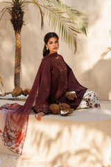 BrandsInn-3PC LAWN EMBROIDERED SHIRT WITH SILK PRINTED DUPATTA AND PRINTED TROUSER-BI-057