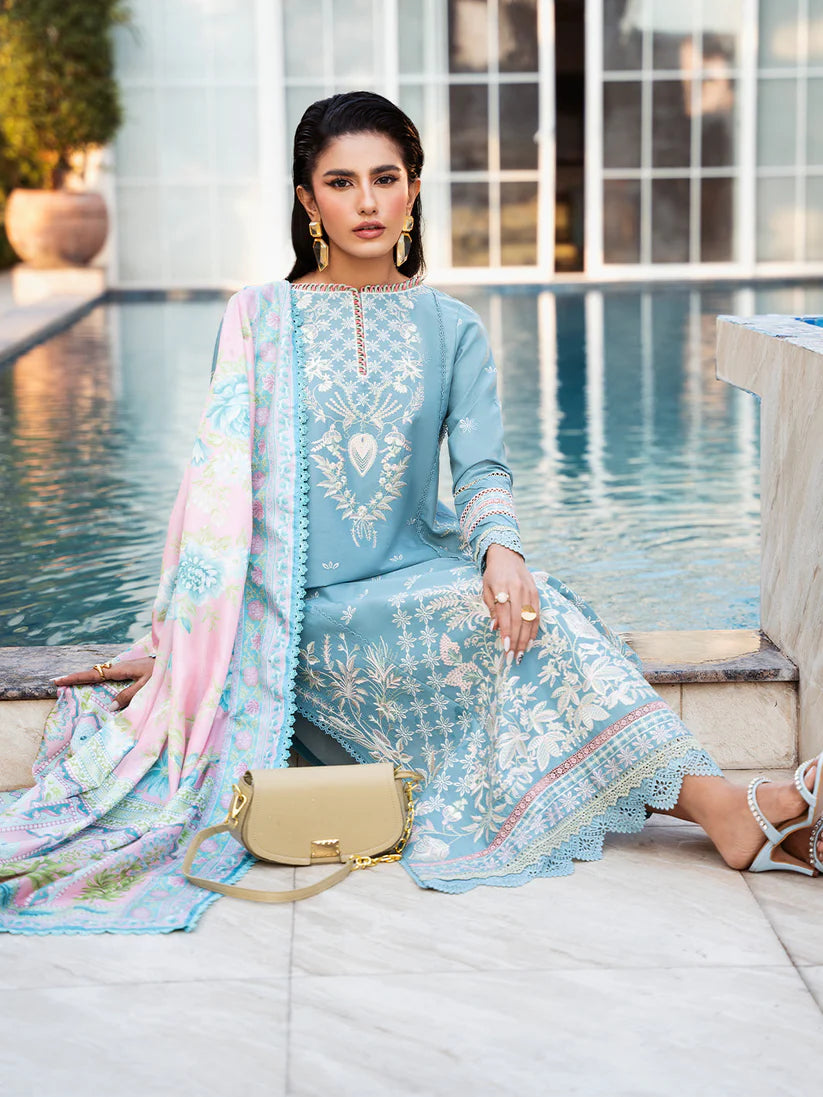 BrandsInn-3PC DHANAK SEQUENCE EMBROIDERED SHIRT WITH COUTRAI PRINTED SHAWL & DHANAK TOUSER-BI-4170