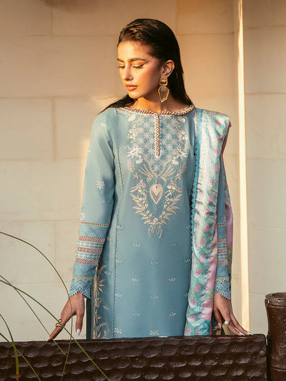 BrandsInn-3PC DHANAK SEQUENCE EMBROIDERED SHIRT WITH COUTRAI PRINTED SHAWL & DHANAK TOUSER-BI-4170