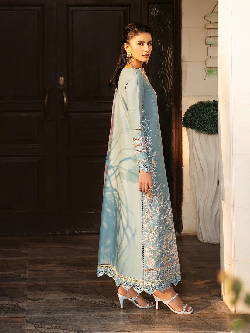 BrandsInn-3PC DHANAK SEQUENCE EMBROIDERED SHIRT WITH COUTRAI PRINTED SHAWL & DHANAK TOUSER-BI-4170