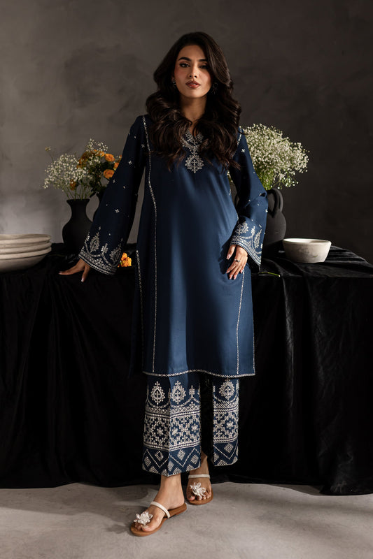 BrandsInn-2PC SEQUENCE LAWN EMBROIDERED SHIRT WITH SEQUIN LAWN EMBROIDERED TROUSER-BI-127
