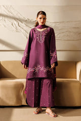BrandsInn-3PC DHANAK EMBROIDERED SHIRT WITH WOOL PRINTED SHAWL AND TROUSER-BC-5078