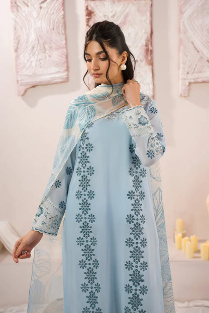 BrandsInn-3PC LAWN BORER EMBROIDERED SHIRT WITH MONARK PRINTED DUPATTA AND TROUSER-BI-390