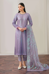 BrandsInn- ORGANZA 3PC SEQUENCE EMBROIDERED SHIRT WITH ORGANZA SEQUENCE EMBROIDERED DUPATTA WITH SILK TROUSER -BI-438