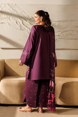 BrandsInn-3PC DHANAK EMBROIDERED SHIRT WITH WOOL PRINTED SHAWL AND TROUSER-BC-5078