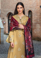 BrandsInn-3PC DHANAK EMBROIDERED SHIRT WITH WOOL DIGITAL PRINT SHAWL AND TROUSER-BI-5157