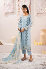 BrandsInn-3PC LAWN BORER EMBROIDERED SHIRT WITH MONARK PRINTED DUPATTA AND TROUSER-BI-3739