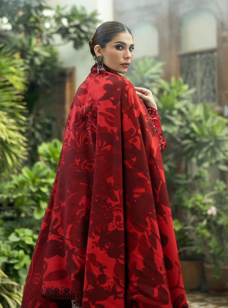 BrandsInn-3PC KHADDAR EMBROIDERED PRINTED SHIRT WITH KHADDAR PRINTED DUPATTA AND TROUSER-BI-2621