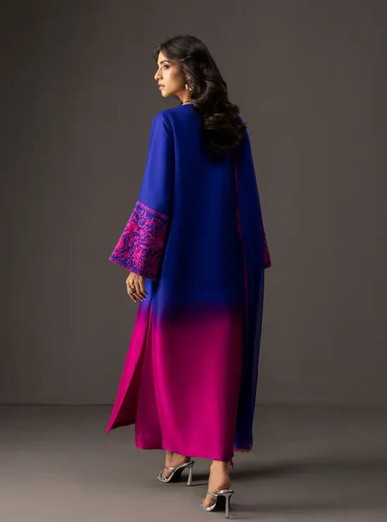 BrandsInn-3PC SHAMOZE SILK PRINTED EMB SHIRT WITH SOFT SILK PRINTED DUPATTA & TROUSER-BI-4332