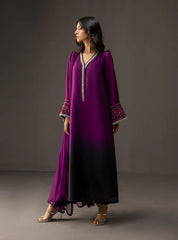 BrandsInn-3PC SHAMOZ SILK PRINT EMBROIDERED SHIRT WITH SOFT SILK PRINT DUPATTA & SILK TROUSER -BI-4164