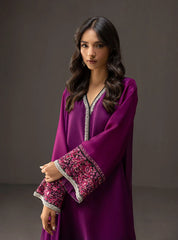 BrandsInn-3PC SHAMOZ SILK PRINT EMBROIDERED SHIRT WITH SOFT SILK PRINT DUPATTA & SILK TROUSER -BI-4164