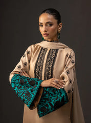 BrandsInn-3PC SHAMOZ SILK PRINT EMBROIDERED SHIRT WITH SOFT SILK PRINT DUPATTA & SILK TROUSER-BI-4194