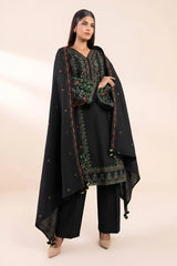 BrandsInn- 3PC LAWN EMBROIDERED SHIRT WITH LAWN EMBROIDERED DUPATTA AND TROUSER-BI-BLACK-3603