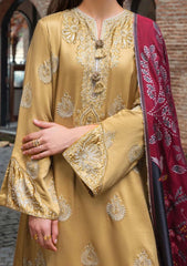 BrandsInn-3PC DHANAK EMBROIDERED SHIRT WITH WOOL DIGITAL PRINT SHAWL AND TROUSER-BI-5157