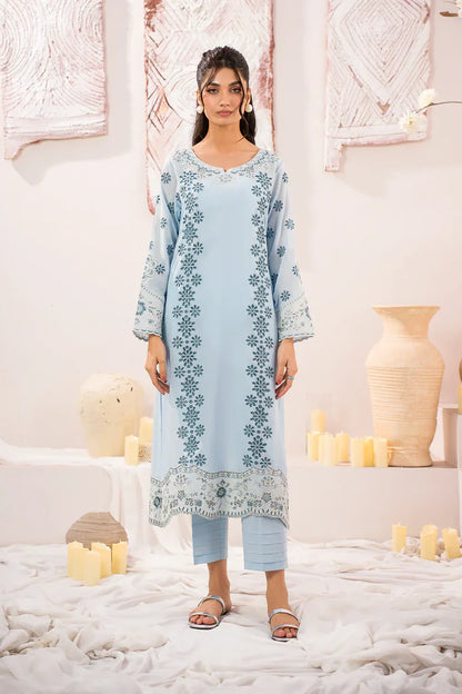 BrandsInn-3PC LAWN BORER EMBROIDERED SHIRT WITH MONARK PRINTED DUPATTA AND TROUSER-BI-390