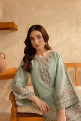 BrandsInn-2PIECE DHANAK EMBROIDERED SHIRT WITH DHANAK EMB SLEEVES-BI-15026