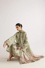 BrandsInn-3PC DHANAK EMBROIDERED SHIRT WITH WOOL TYE&DYE PRINTED EMB SHAWL AND TROUSER-BI-5079