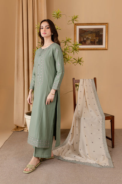BrandsInn - 3PC LAWN EMBROIDERED SHIRT WITH LAWN EMBROIDERED DUPATTA AND LAWN TROUSER-BI-260