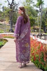 BrandsInn-3PC LAWN EMBROIDERED SHIRT WITH CHIFFON PRINTED DUPATTA AND TROUSER-BI-4861