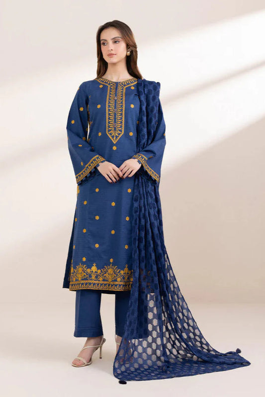 BrandsInn-3PC LAWN EMBROIDERED SHIRT WITH COTTON NET DUPATTA & TROUSER-BI-381