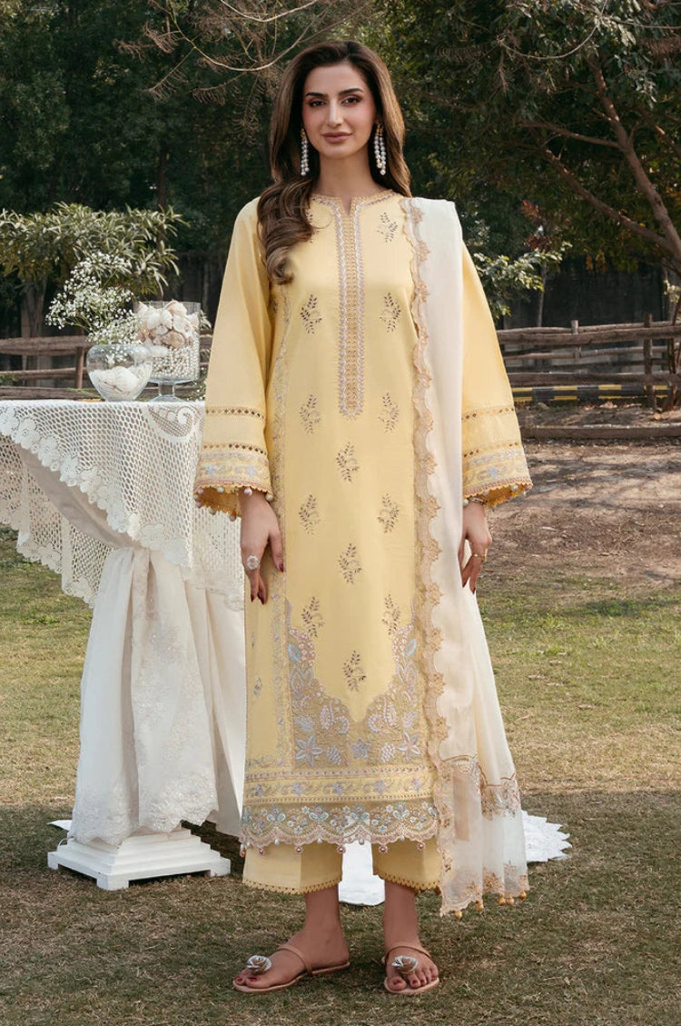 BrandsInn-3PC LAWN EMBROIDERED SHIRT WITH KHAADI NET EMBROIDERED DUPATTA AND TROUSER-BI-4832