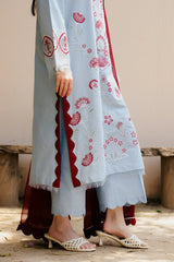BrandsInn-3PC DHANAK EMBROIDERED SHIRT WITH CHIFFON DUPATTA AND TROUSER BI-4215