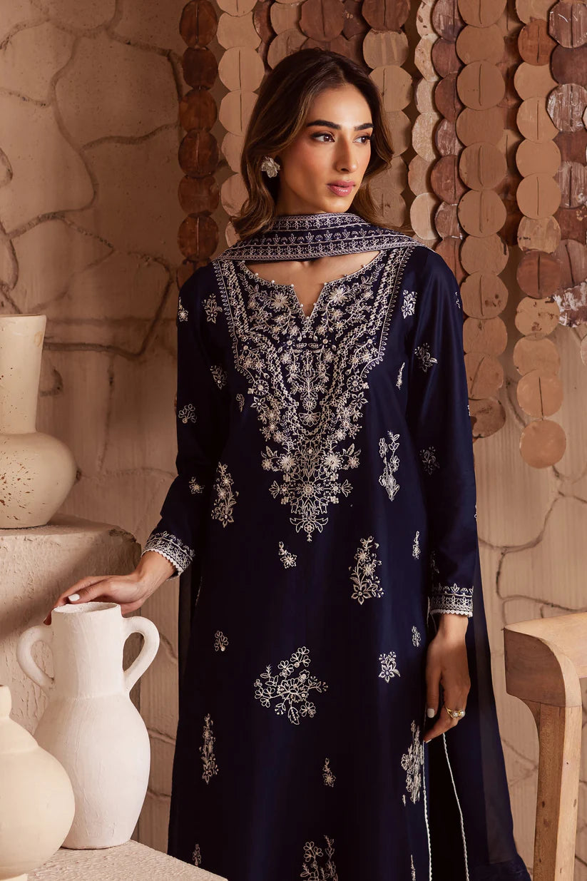 BrandsInn-3PC DHANAK EMBROIDERED SHIRT WITH CHIFFON EMBROIDERED DUPATTA AND EMB TROUSER -BI-4141