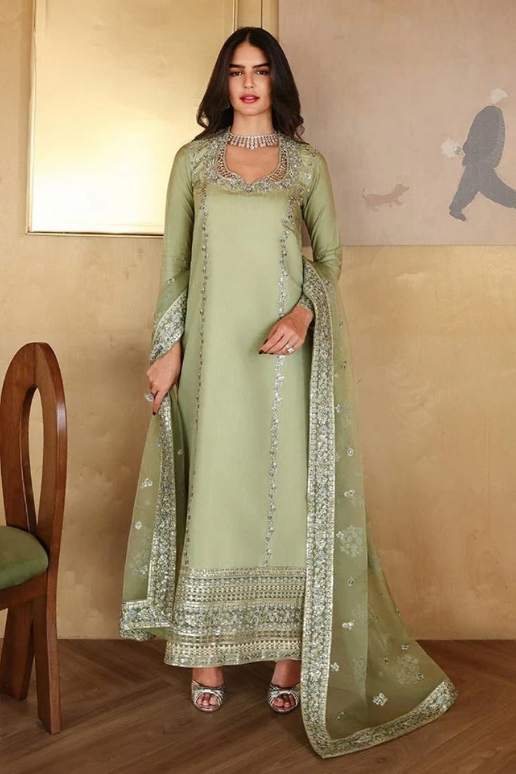BrandsInn-3PC-RAW SILK HAND EMB EMBELLISHED SHIRT WITH SOFT SILK EMB DUPATTA AND RAW SILK TROUSER-BI-5152