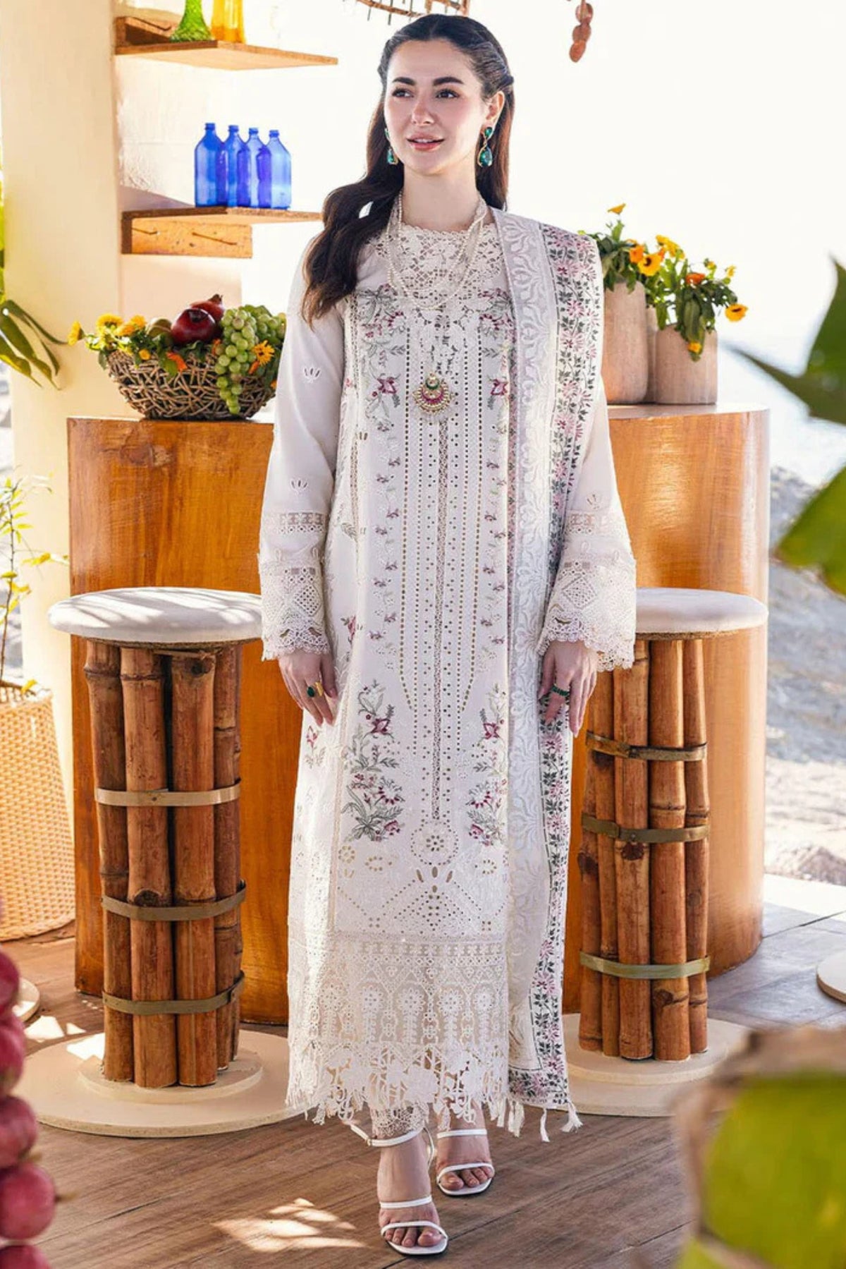 BrandsInn-3PC LAWN EMBROIDERED SHIRT WITH CHIFFOON PRINT DUPATTA AND EMB TROUSER-BI-4652