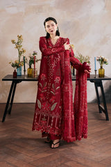 BrandsInn-3PC DHANAK EMBROIDERED SHIRT WITH DHANAK EMB SHAWL AND TROUSER-BI-5168