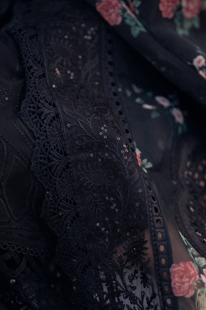 BrandsInn-3PC LAWN CHIKENKARI LASER EMBROIDERED SHIRT WITH ORGANZA EMBROIDERED PRINT DUPATTA-104