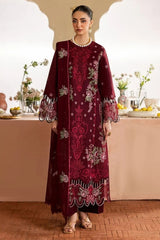 BrandsInn-3PC DHANAK EMBROIDERED SHIRT WITH DHANAK EMBROIDERED SHAWL AND TROUSER-BI-5277