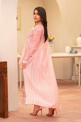 BrandsInn-3PC LAWN CHIKENKARI EMBROIDERED SHIRT WITH LAWN TUBE SLUB DUPATTA-BI-328