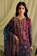 NUREH-3PC LAWN DIGITAL PRINTED EMBROIDERED SHIRT WITH CHUNRI PRINTED EMB DUPATTA AND DYED TROUSER-BI-018
