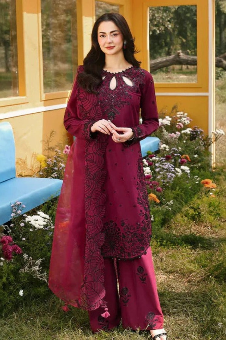 BrandsInn-3PC LAWN SEQUIN EMBROIDERED SHIRT WITH ORGANZA EMB DUPATTA AND EMB TROUSER-BI-4805