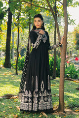 BrandsInn-3PC LAWN EMBROIDERED FROCK WITH CHIFFON EMB DUPATTA AND TROUSER-BI-4921