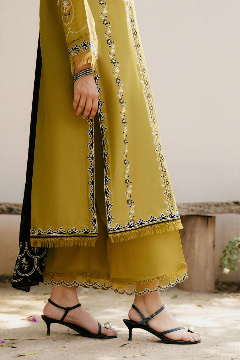 BrandsInn-3PC DHANAK EMBROIDERED SHIRT WITH DHANAK EMBROIDERED SHAWL & DHANAK TOUSER-BI-4222