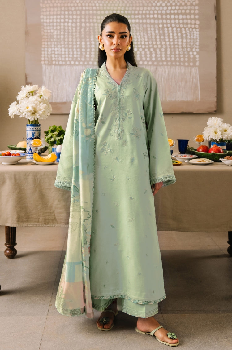 BrandsInn-3PC LAWN EMBROIDERED SHIRT WITH CHIFFON PRINT DUPATTA AND EMB TROUSER-BI-4825
