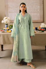 BrandsInn-3PC LAWN EMBROIDERED SHIRT WITH CHIFFON PRINT DUPATTA AND EMB TROUSER-BI-4825