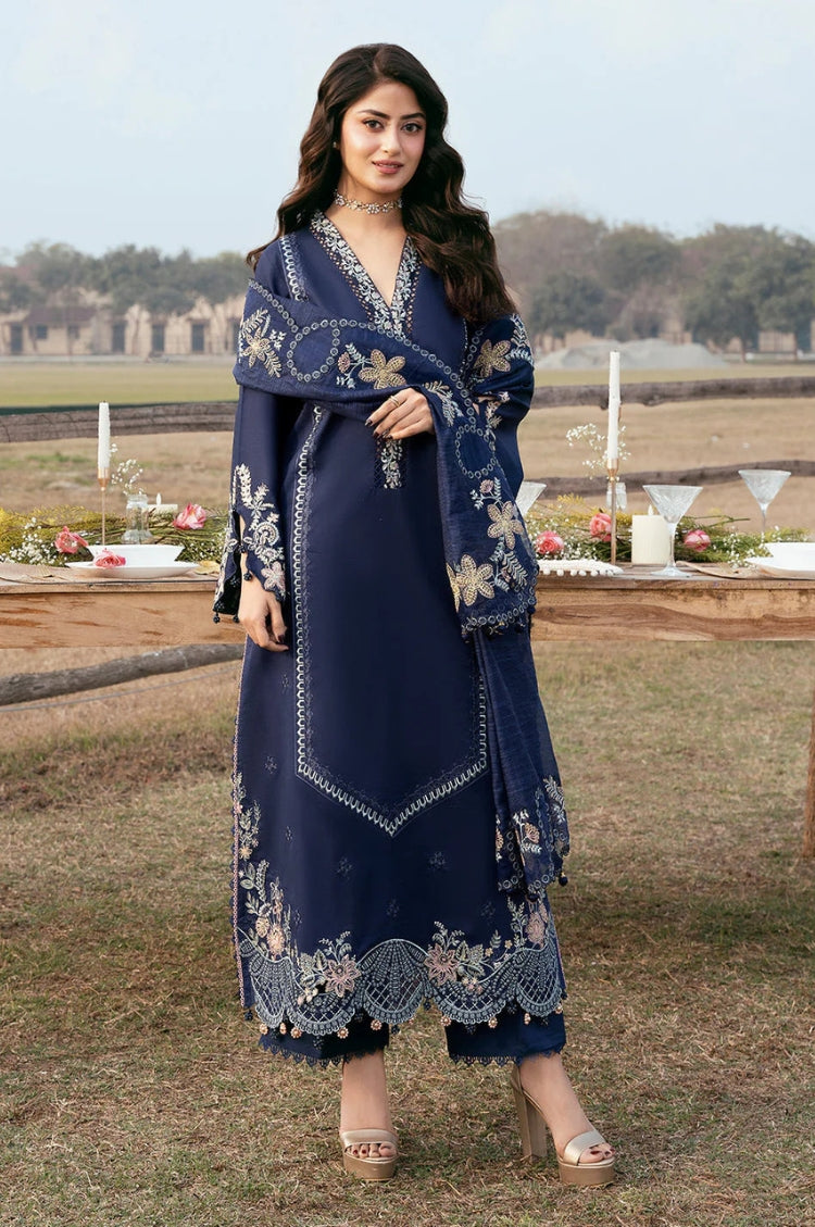 IZEL-3PC LAWN EMBROIDERED SHIRT WITH KHADDI NET EMBROIDERED DUPATTA AND TROUSER-BI-4817