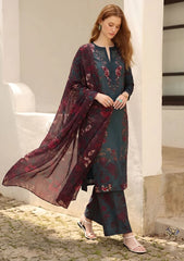 BrandsInn-3PC LAWN PRINTED EMBROIDERED SHIRT WITH SILK PRINTED DUPATTA AND PRINTED EMB TROUSER-BI-021