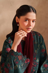 BrandsInn-3PC LAWN EMB PRINTED SHIRT WITH CHIFFON EMBROIDERED AND PRINTED TROUSER-BI-029