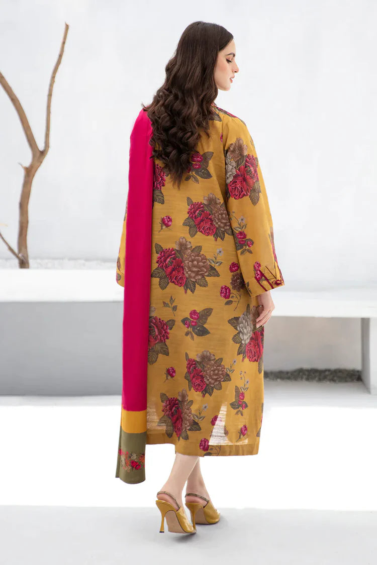 BrandsInn-3PC KHADDAR PRINTED SHIRT WITH KHADDAR PRINT DUPATTA AND PRINT TROUSER-BI-2619
