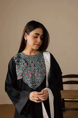 BrandsInn-3PC DHANAK EMBROIDERED SHIRT WITH DHANAK SHAWL AND TROUSER-BI-5200