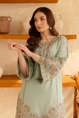 BrandsInn-2PIECE DHANAK EMBROIDERED SHIRT WITH DHANAK EMB SLEEVES-BI-15026